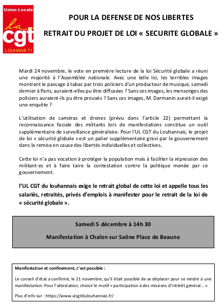 5 Decembre Pour La Defense De Nos Libertes Union Locale Cgt Du Louhannais